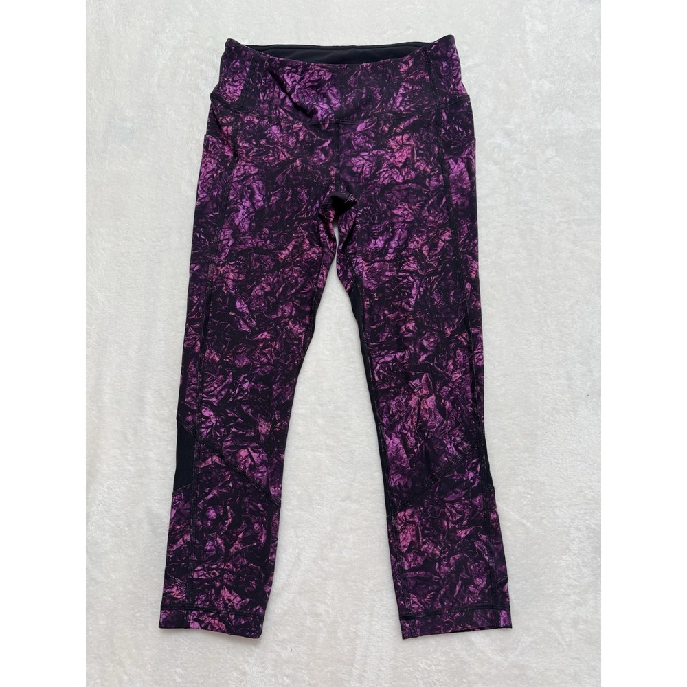 Lululemon Women's Pink Black Pace Rival Crop Full-On Luxtreme Capri Sz 4